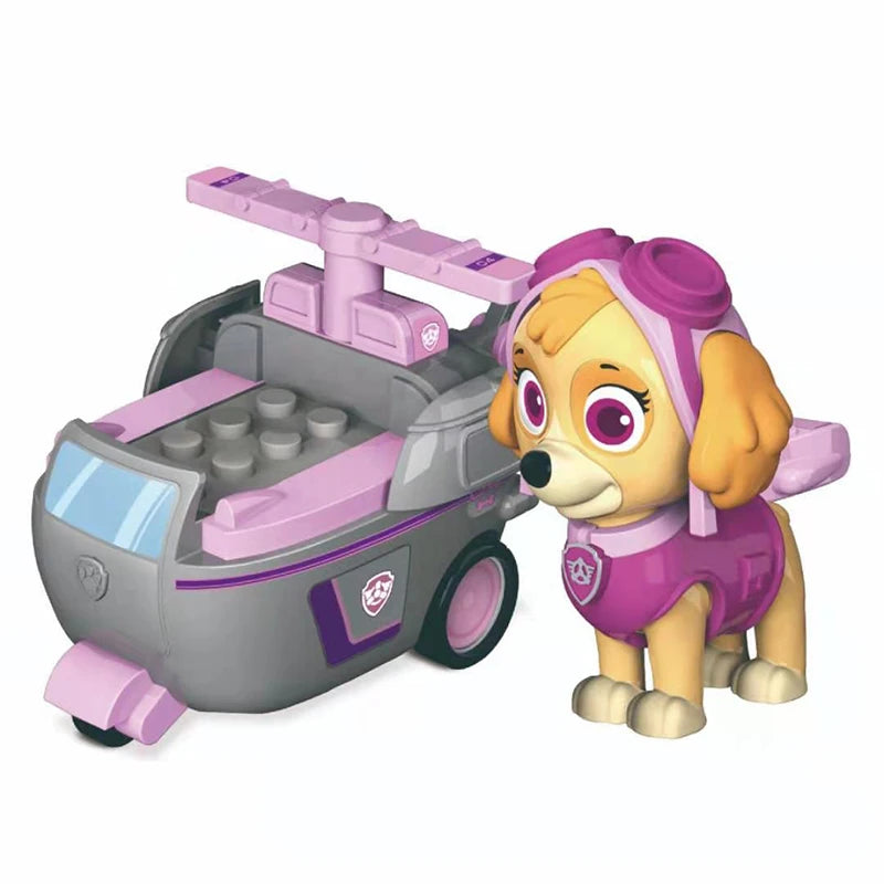 Genuine Paw Patrol Vehicle Chase Skye Marshall Pull Back Cars Playset Building Blocks Ryder Figure Children Toys Birthday Gifts