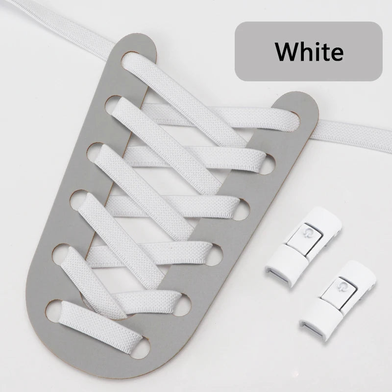 1Pair No Tie Shoe laces Press Lock Shoelaces without ties Elastic Laces Sneaker Kids Adult 8MM Widened Flat Shoelace for Shoes