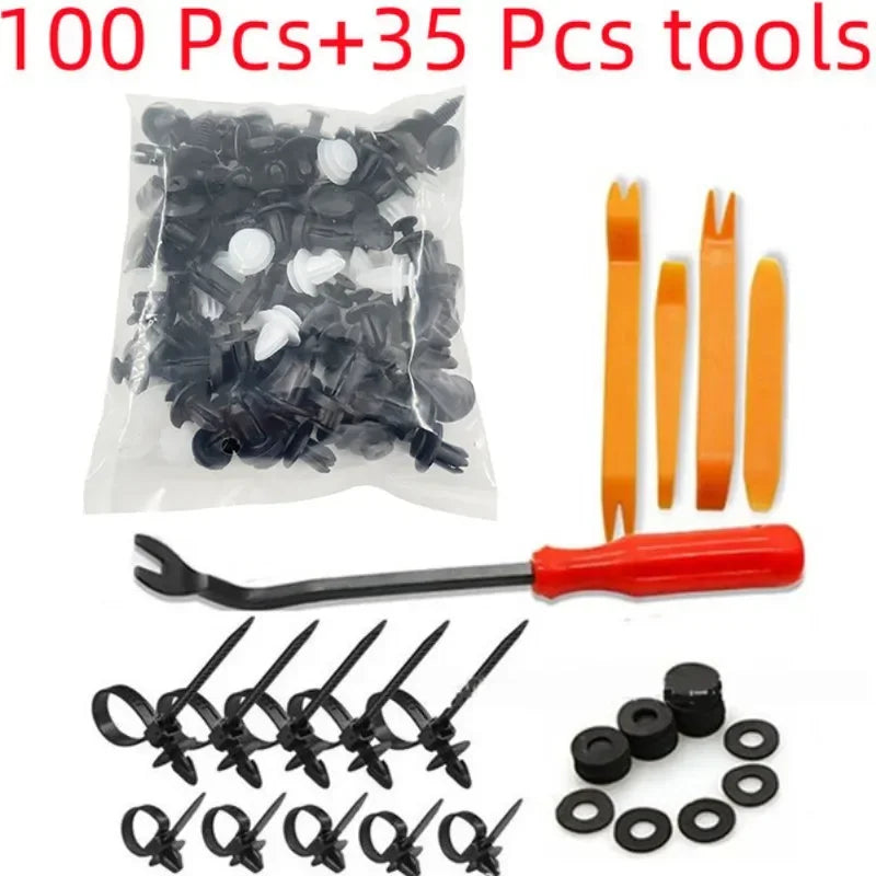 835 Car Push Retainer Black Nylon Fastener Clips in Plastic Box for GM Ford Lexus Honda Chrysler Mazda Nissan Jeep Ford