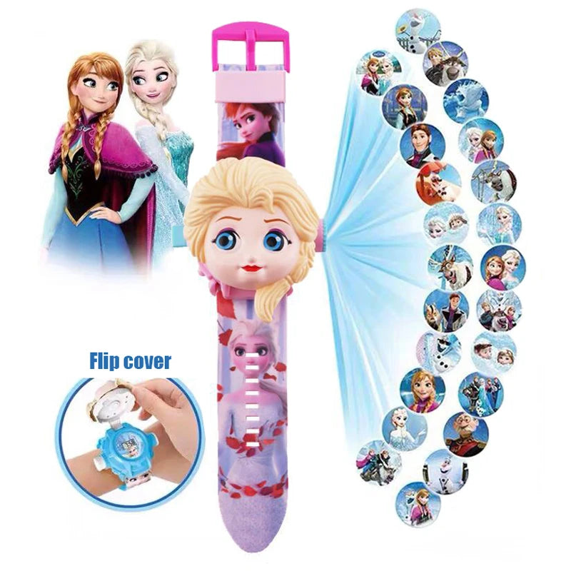 Disney Marvel Figure Spiderman Minnie McQueen 24 Projection Watch Digital Clock Student Wristwatches Kids Toy Boy Birthday Gifts