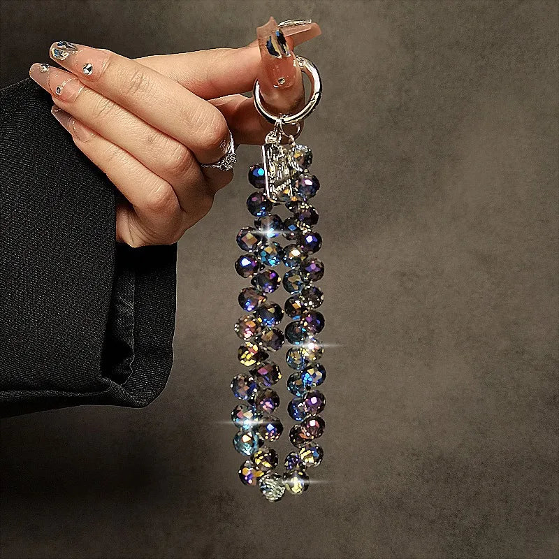 Multicolor Crystal Beads phone Lanyard Bling Hand Chain Keychain Accessory Elegant Women's Bag Pendant