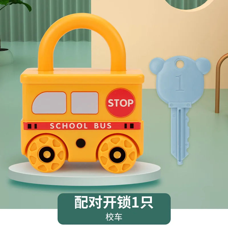 Baby Learning Lock with Key Car Games Montessori Educational Toy Number Matching Lock Toys Sensory Toys For Kids 1 2 3 Years
