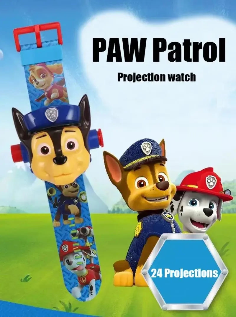 Paw Patrols 3D Projection Digital Watch Dog Marshall Rubble Skye Chase Kid Gift for Boys and Girls Anime Action Model Kids Toys