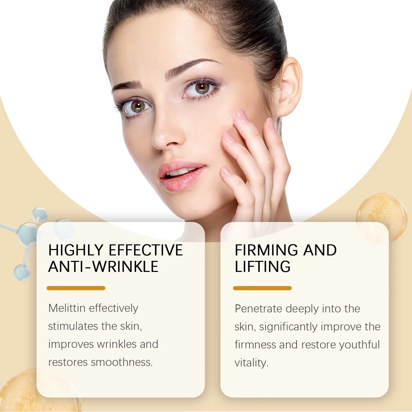 Facial Care Cream, Bee Venom Anti-Wrinkle Cream, Hydrating, Brightening, Delicate Rejuvenating, Soft Skin Care Cream 20g, 0.71oz