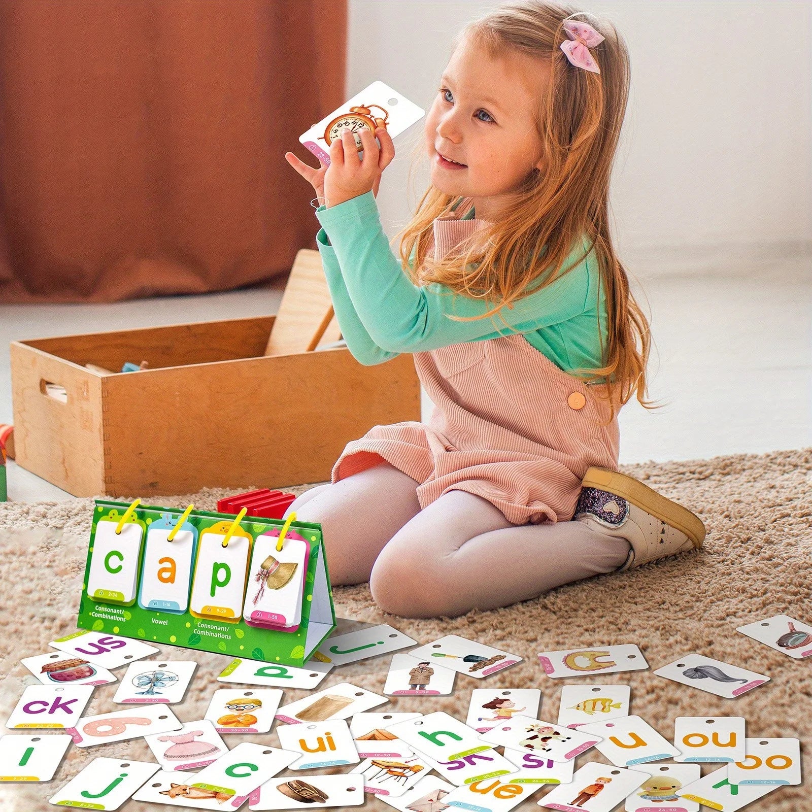 Kids CVC Words Flashcards Phonics Flip Chart Word Builder Sight Words Activity Learning Tool Speech Therapy Special Education