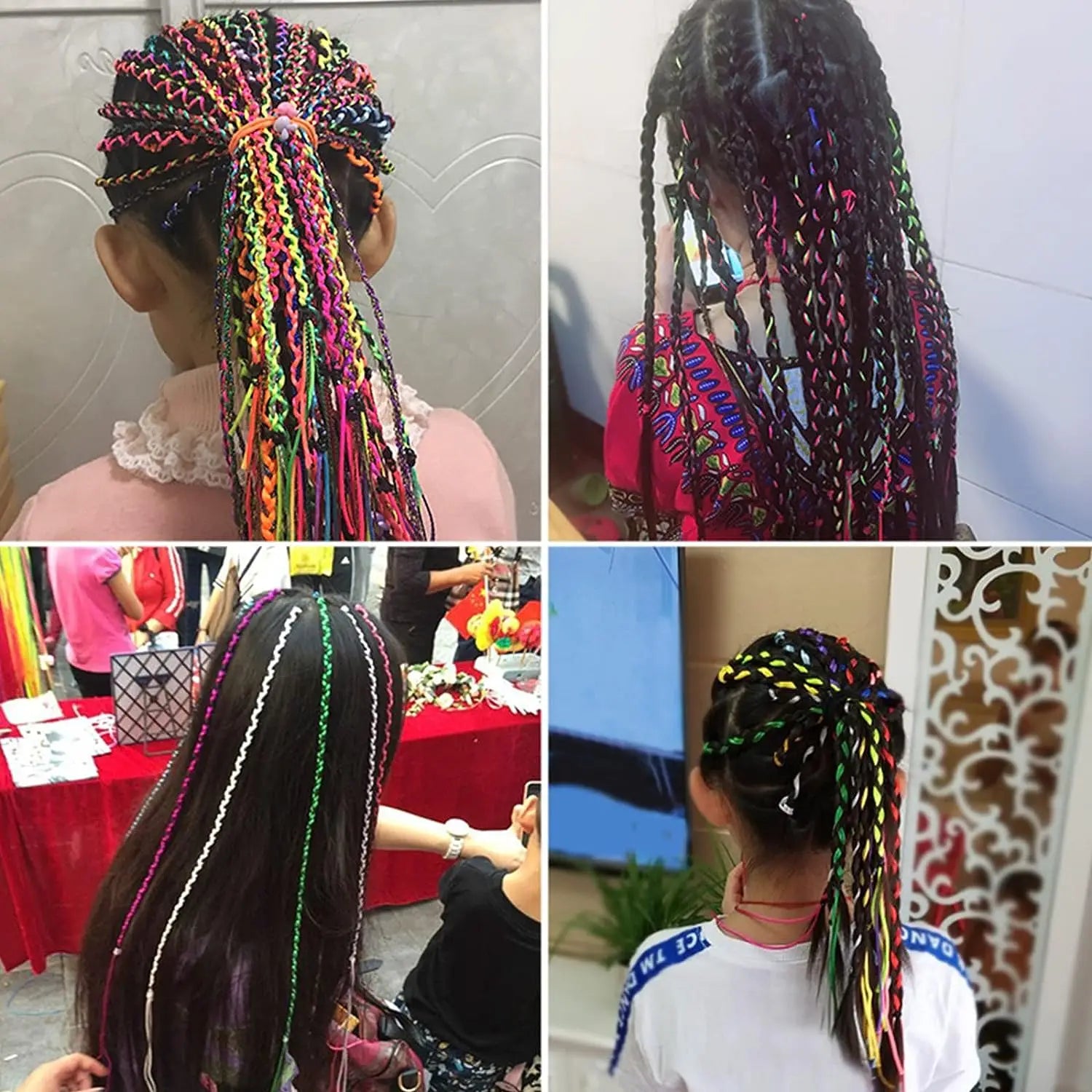 30Pcs Colorful Girls Hair Braids Rope Strands for African Braids 90CM Girls DIY Ponytail braids Women Styling Hair Accessories