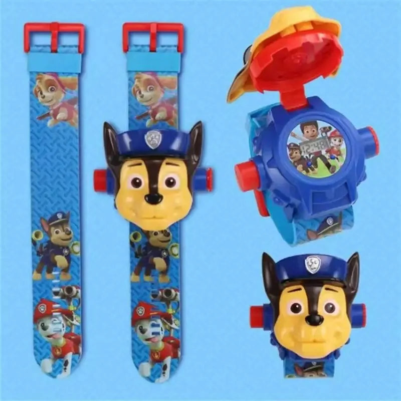 Paw Patrols 3D Projection Digital Watch Dog Marshall Rubble Skye Chase Kid Gift for Boys and Girls Anime Action Model Kids Toys