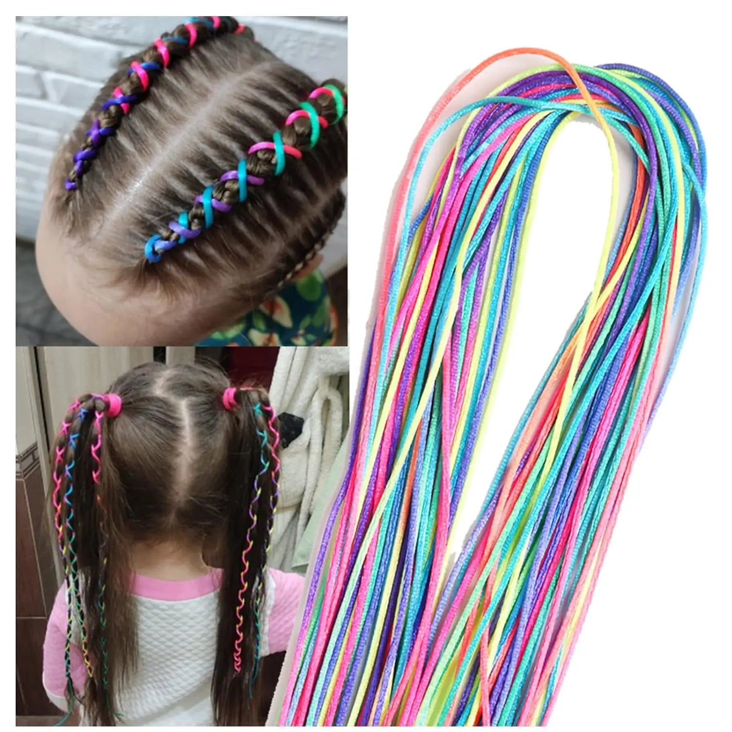 30Pcs Colorful Girls Hair Braids Rope Strands for African Braids 90CM Girls DIY Ponytail braids Women Styling Hair Accessories