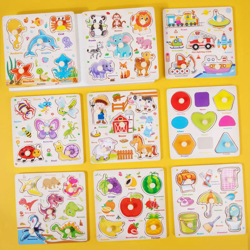 Wooden Puzzles Toys for Kids 3 Year Alphabet Numbers Children Montessori Educational Learning Toys abc Letters Preschool Gift