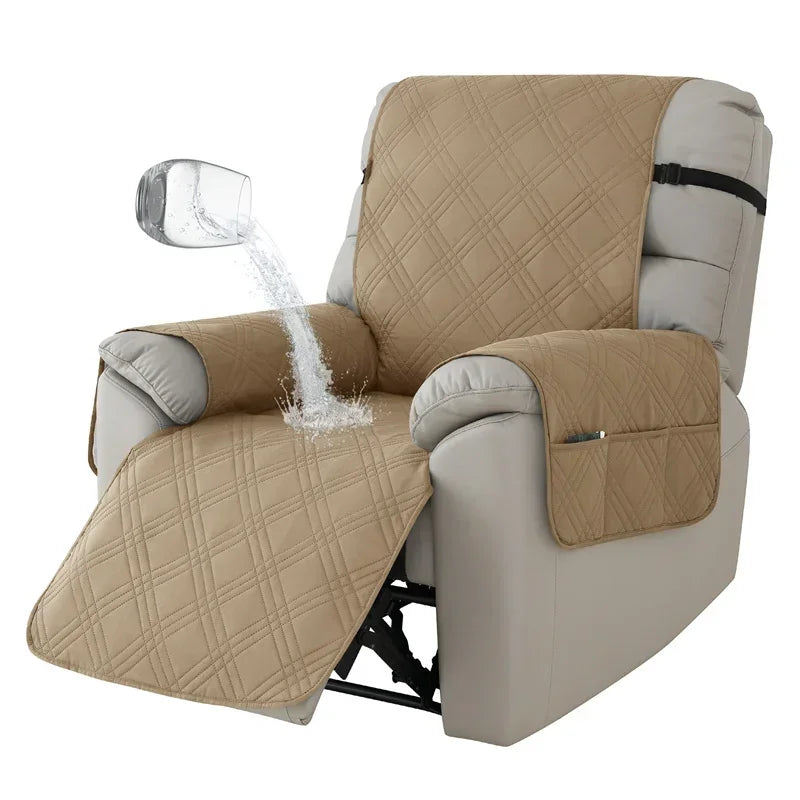 1seater Waterproof Recliner Cover Solid Color Quilted Armchair Slipcover Pet Kids Accent Couch Cushion Living Room Hotel Home