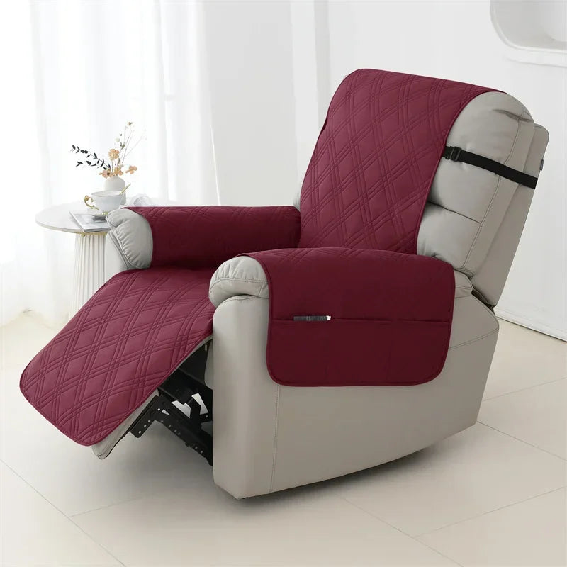 1seater Waterproof Recliner Cover Solid Color Quilted Armchair Slipcover Pet Kids Accent Couch Cushion Living Room Hotel Home
