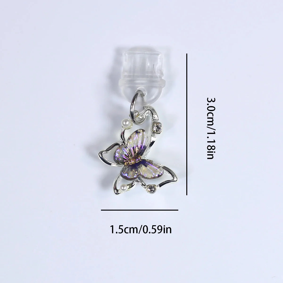Mobile Phone Dust Plug Pendant New Butterfly With Artificial Pearls And Diamonds Accessory Decoration For IPhone Type-c Port