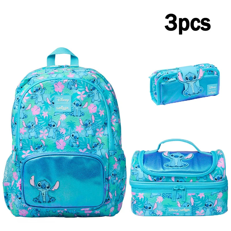 Disney Stitch Australian Smiggle Children'S Learning Stationery Backpack Lunch Bag Pencil Box Water Cup Anime Backpack Gift