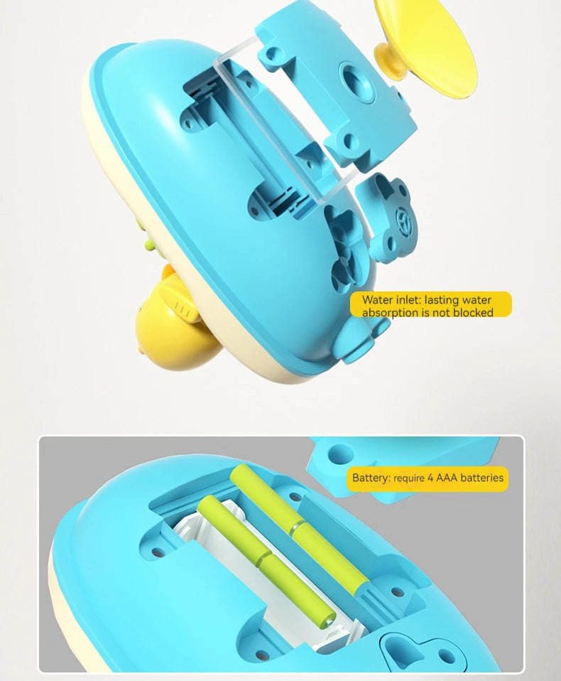 Cute Duck Bathtub Boat Toy with 3 Emotional Ducks Automatic Water Spray Toys for Toddlers Sensory Interactive Baby Shower Gift