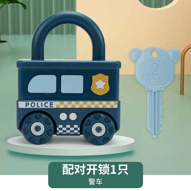 Baby Learning Lock with Key Car Games Montessori Educational Toy Number Matching Lock Toys Sensory Toys For Kids 1 2 3 Years