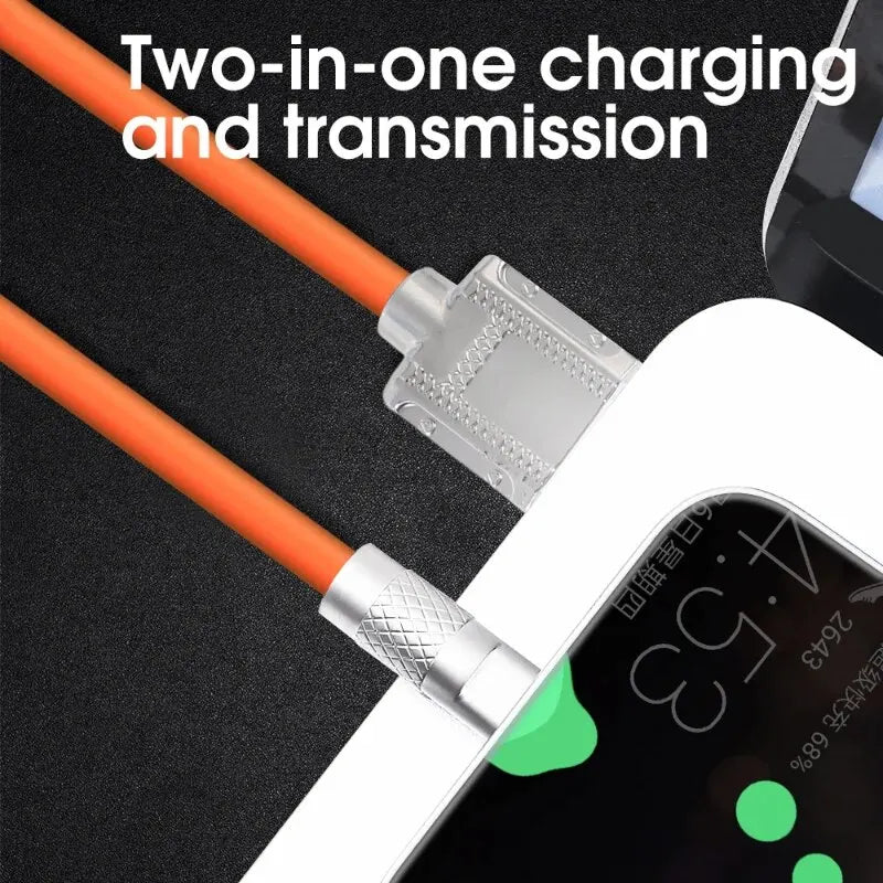 120W 6A Super Fast Charge Type C Liquid Silicone Cable Quick Charge 1M USB Cable Usb C Charger Cable for Huawei Samsung Xiaomi