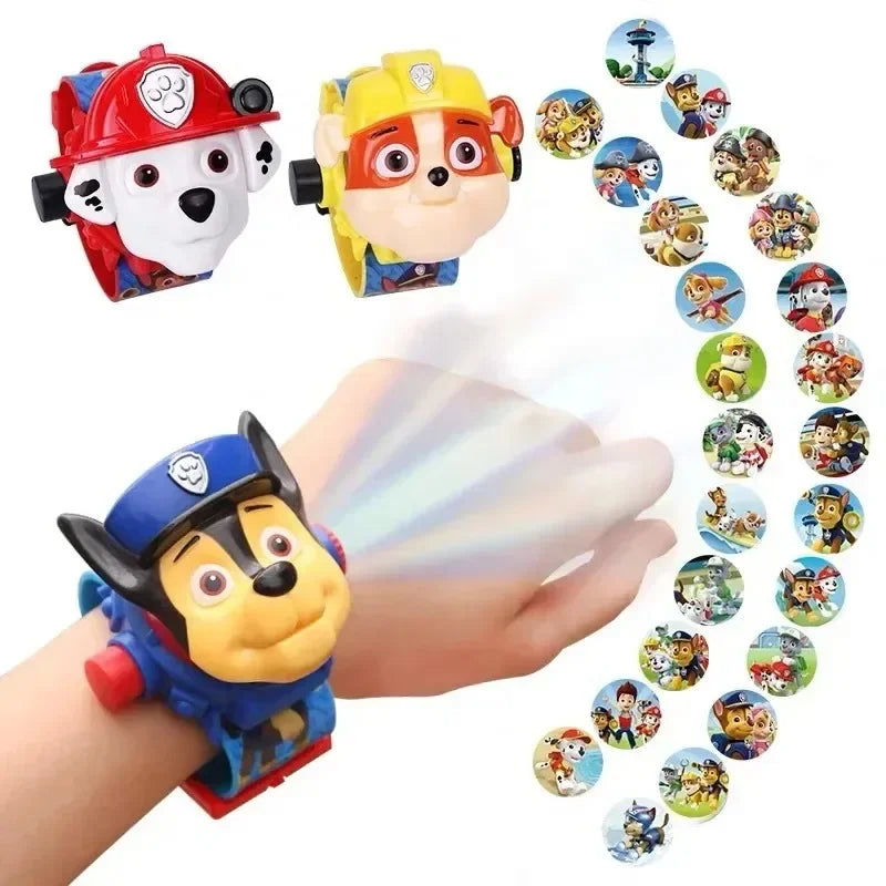 Paw Patrols 3D Projection Digital Watch Dog Marshall Rubble Skye Chase Kid Gift for Boys and Girls Anime Action Model Kids Toys