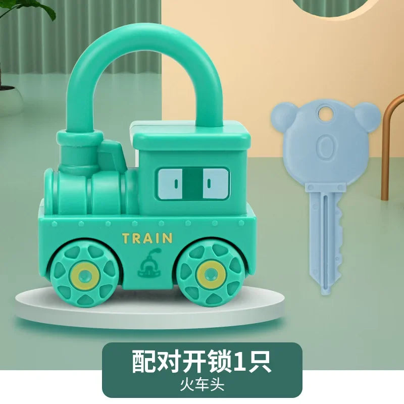 Baby Learning Lock with Key Car Games Montessori Educational Toy Number Matching Lock Toys Sensory Toys For Kids 1 2 3 Years