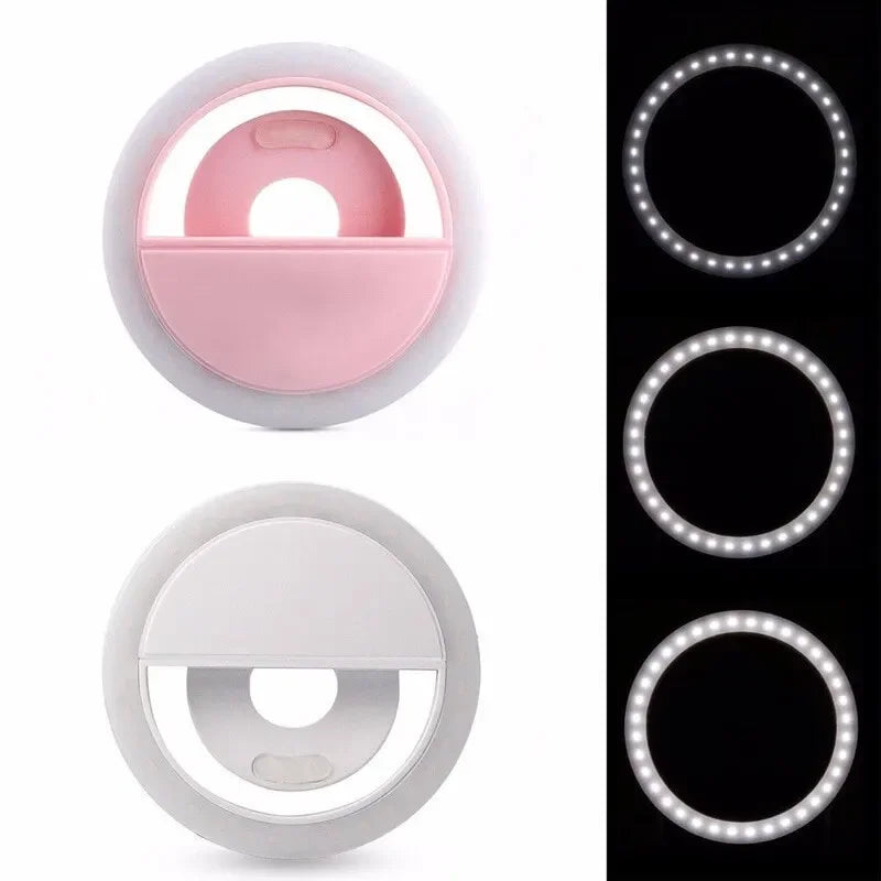 LED Light Ring USB Charge Led Selfie Ring Light Compatible with iPhone Samsung Xiaomi Mobile Phone Lens Ring Clip Selfie Lamp