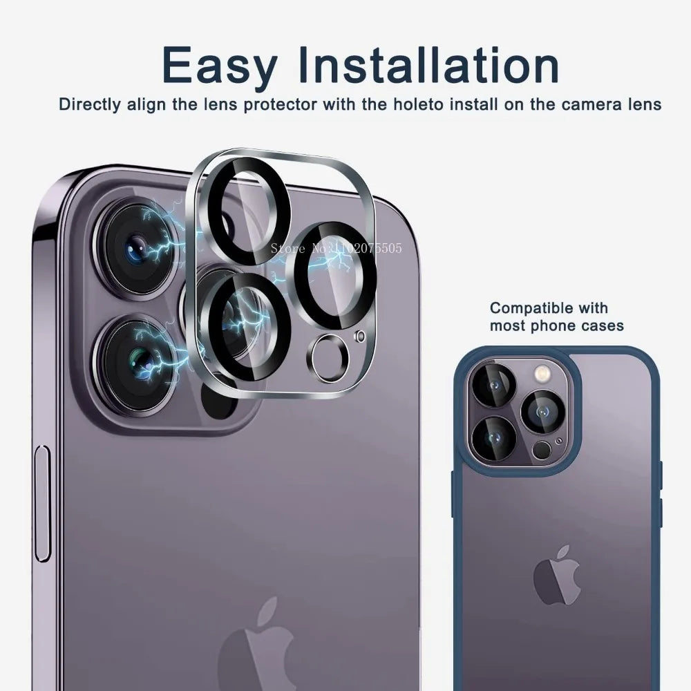 4Pcs Full Cover Protective Glass For iPhone 11 12 13 14 15 Pro Max Camera Protector For iPhone 13 14 Mini Ultra Not Affect Night