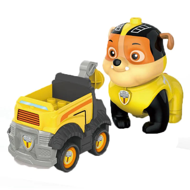 Genuine Paw Patrol Vehicle Chase Skye Marshall Pull Back Cars Playset Building Blocks Ryder Figure Children Toys Birthday Gifts