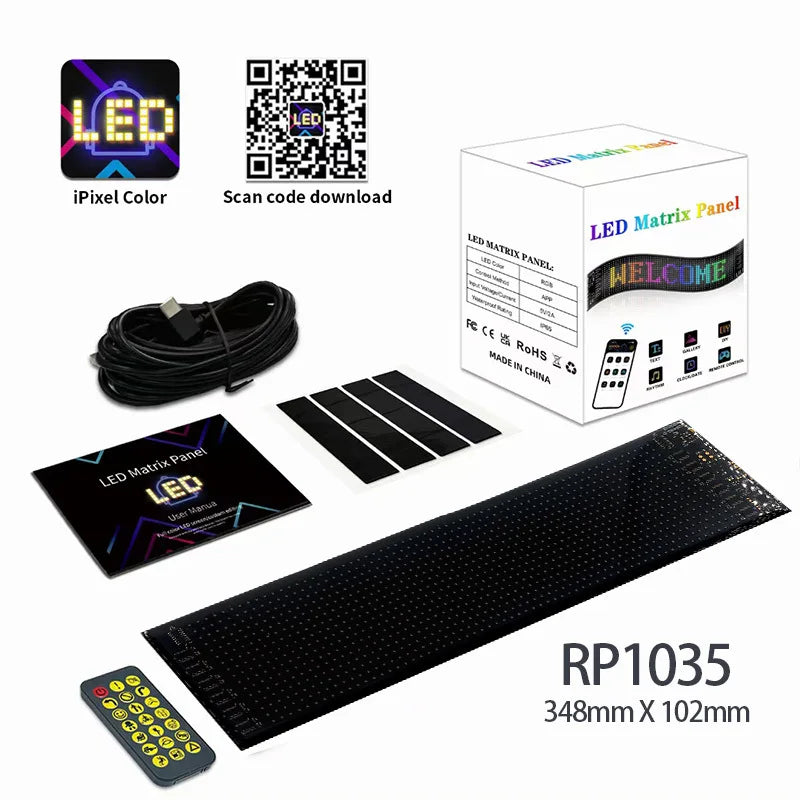 LED Matrix Pixel Panel USB 5V Flexible Addressable RGB Pattern Graffiti Scrolling Text Animation Display Car Shop Bluetooth APP