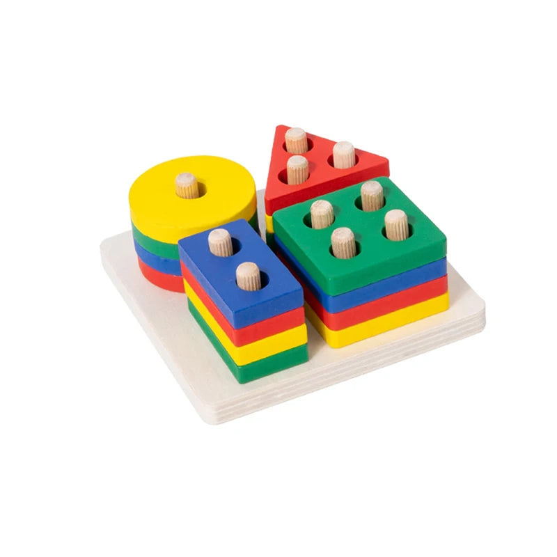 Montessori Wood Toys for Kids Wooden Sorting Stacking Toys for Baby Toddlers Educational Shape Color Sorter Preschool Kids Gifts