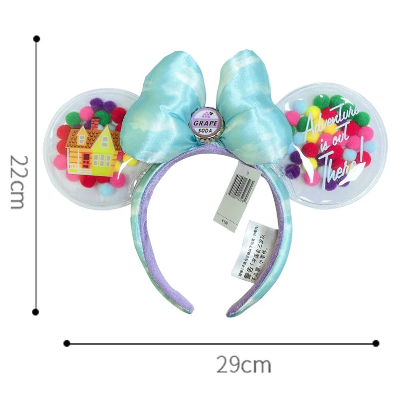 2025 Disney Mickey Mouse Ear Headband Amusement Park Hair Hoop Fish scale sequin mesh Party Headwear Girl Toy Birthday