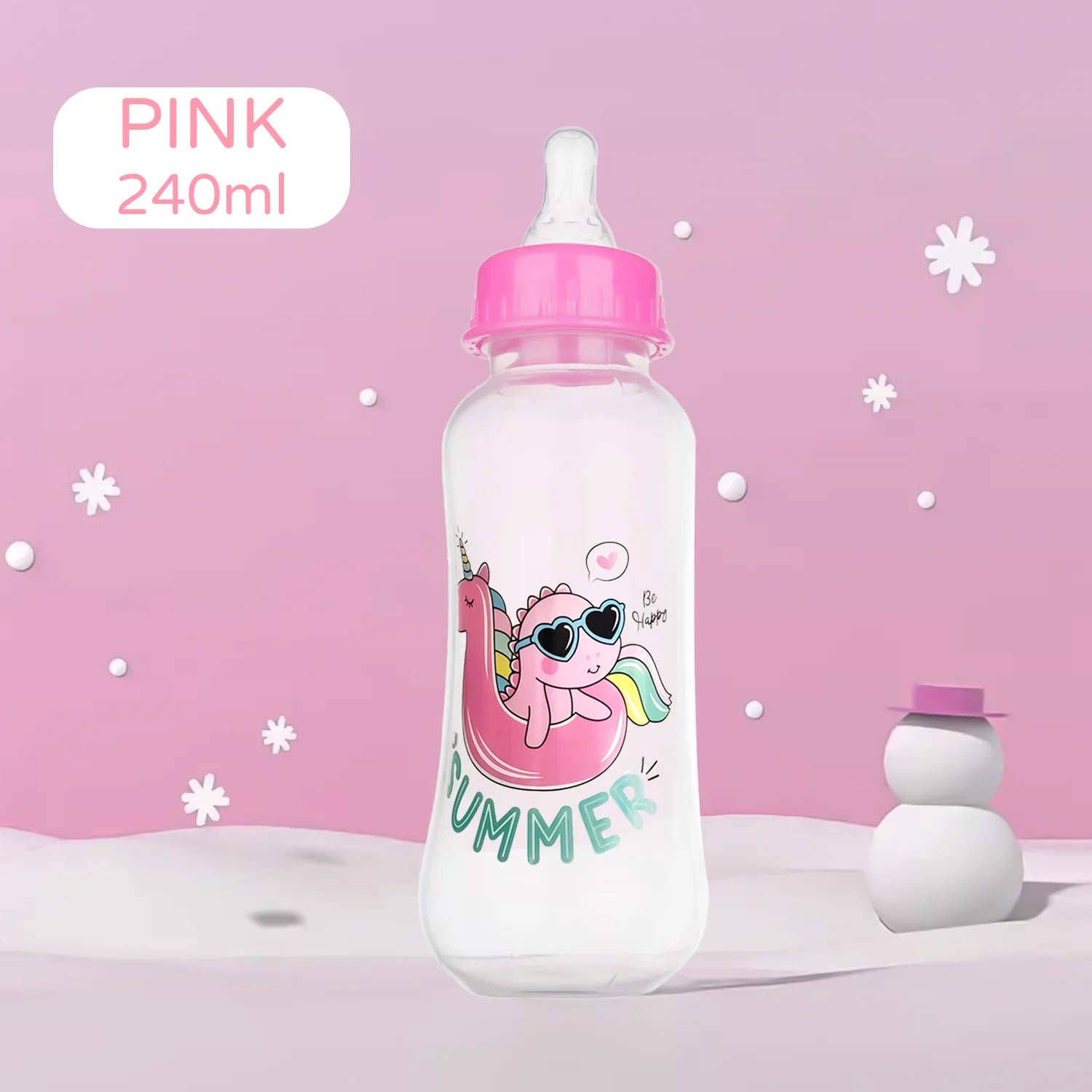 250ml newborn baby bottle, drop-proof and leak-proof baby cartoon PP bottle, safe, durable baby feeding bottle, BPA-free