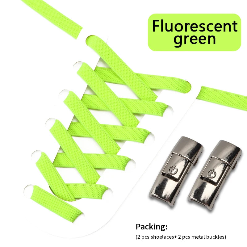 1Pair No Tie Shoe laces Press Lock Shoelaces without ties Elastic Laces Sneaker Kids Adult 8MM Widened Flat Shoelace for Shoes