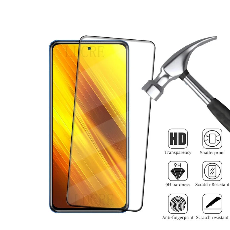 4Pcs For Poco X3 Pro Glass Poco X3 Pro Tempered Glass Full Cover Glue 9H HD for Screen Protector Xiaomi PocoX3 Poco X3 Pro Glass