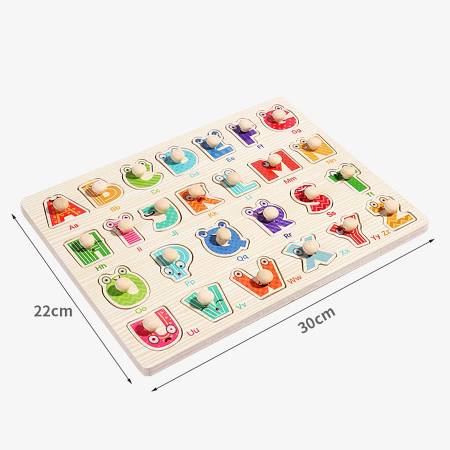 Montessori Wooden Hand Grab Boards Tangram Jigsaw Baby Educational Cartoon Vehicle Animals Fruits 3D Puzzles Early Education