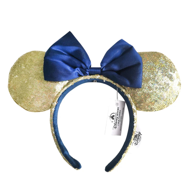 2025 Disney Mickey Mouse Ear Headband Amusement Park Hair Hoop Fish scale sequin mesh Party Headwear Girl Toy Birthday