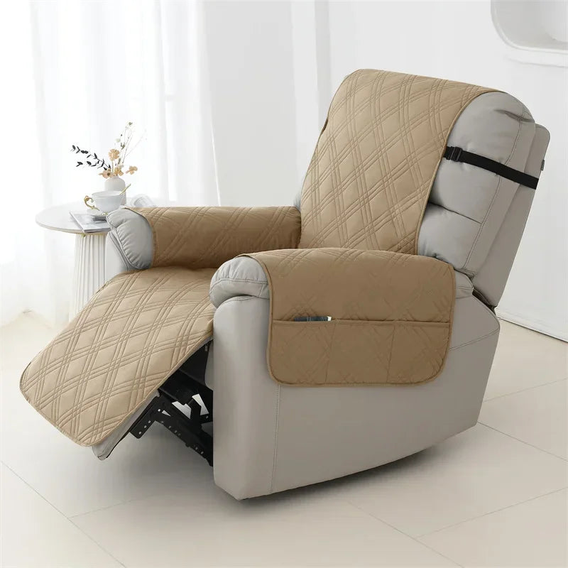 1seater Waterproof Recliner Cover Solid Color Quilted Armchair Slipcover Pet Kids Accent Couch Cushion Living Room Hotel Home