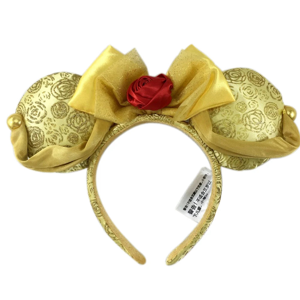 2025 Disney Mickey Mouse Ear Headband Amusement Park Hair Hoop Fish scale sequin mesh Party Headwear Girl Toy Birthday
