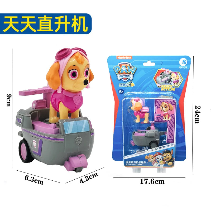 Genuine Paw Patrol Vehicle Chase Skye Marshall Pull Back Cars Playset Building Blocks Ryder Figure Children Toys Birthday Gifts