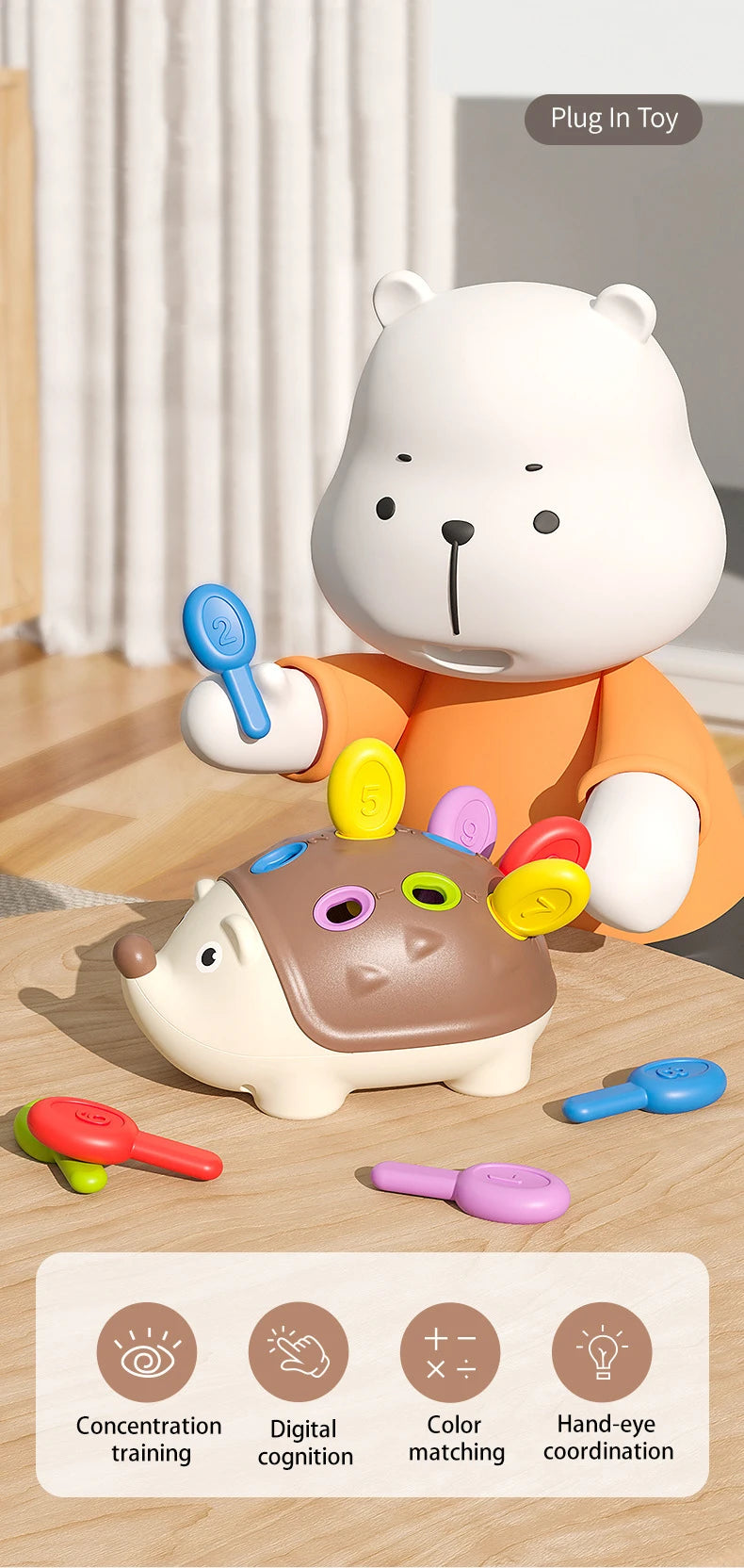 Montessori Hedgehog Toys Baby Concentration Training Education Toys Fine Motor Sensory Educational Toy for Kids Birthday Gifts