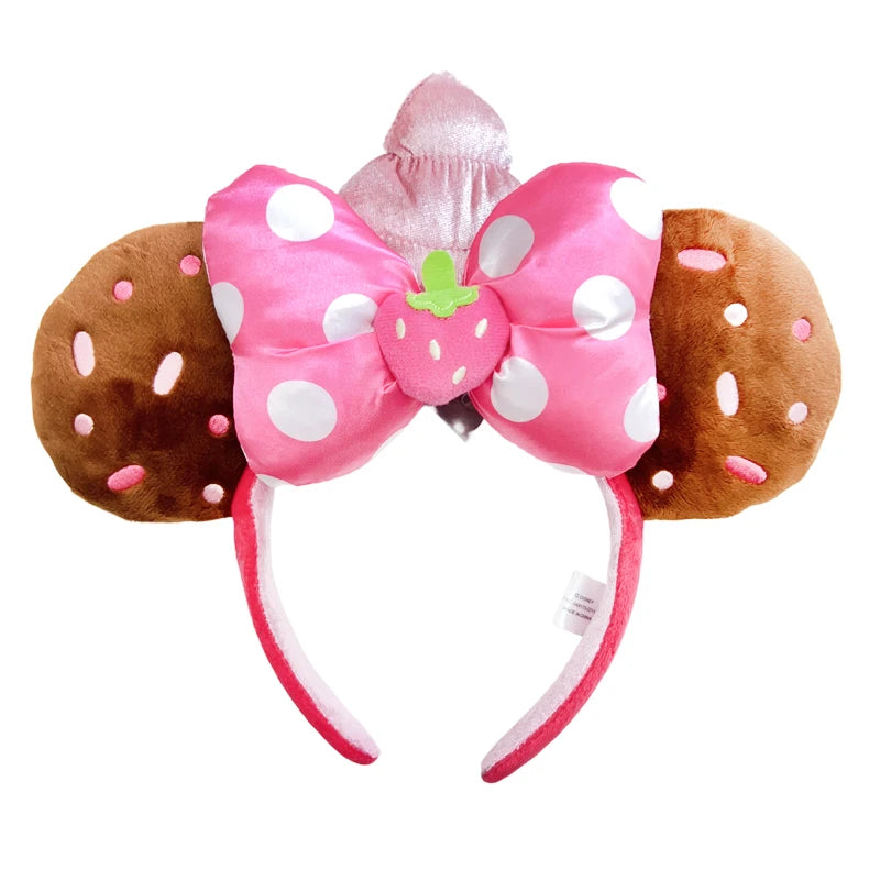 2025 Disney Mickey Mouse Ear Headband Amusement Park Hair Hoop Fish scale sequin mesh Party Headwear Girl Toy Birthday