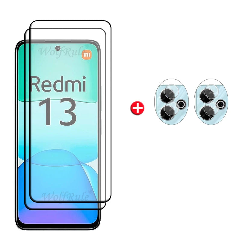 6-in-1 For Xiaomi Redmi 13 Glass For Redmi 13 Tempered Glass 9H HD Protective Screen Protector For Redmi 13 Redmi13 Lens Glass