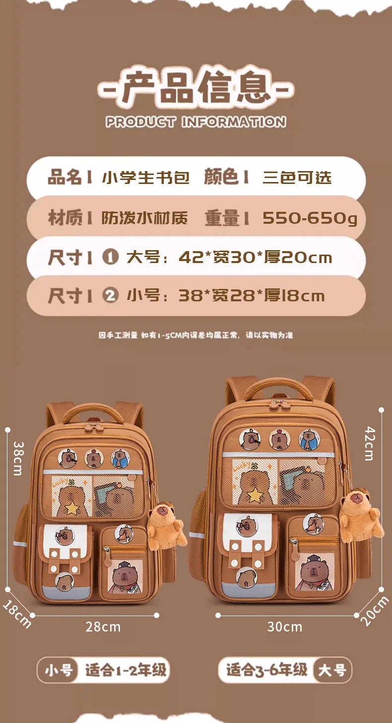 Capybara Children School Bags For Boys Girls Kids backpack Primary Orthopedic School Backpack Waterproof Schoolbag Book Bag