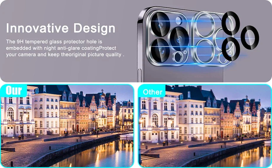 4Pcs Full Cover Protective Glass For iPhone 11 12 13 14 15 Pro Max Camera Protector For iPhone 13 14 Mini Ultra Not Affect Night