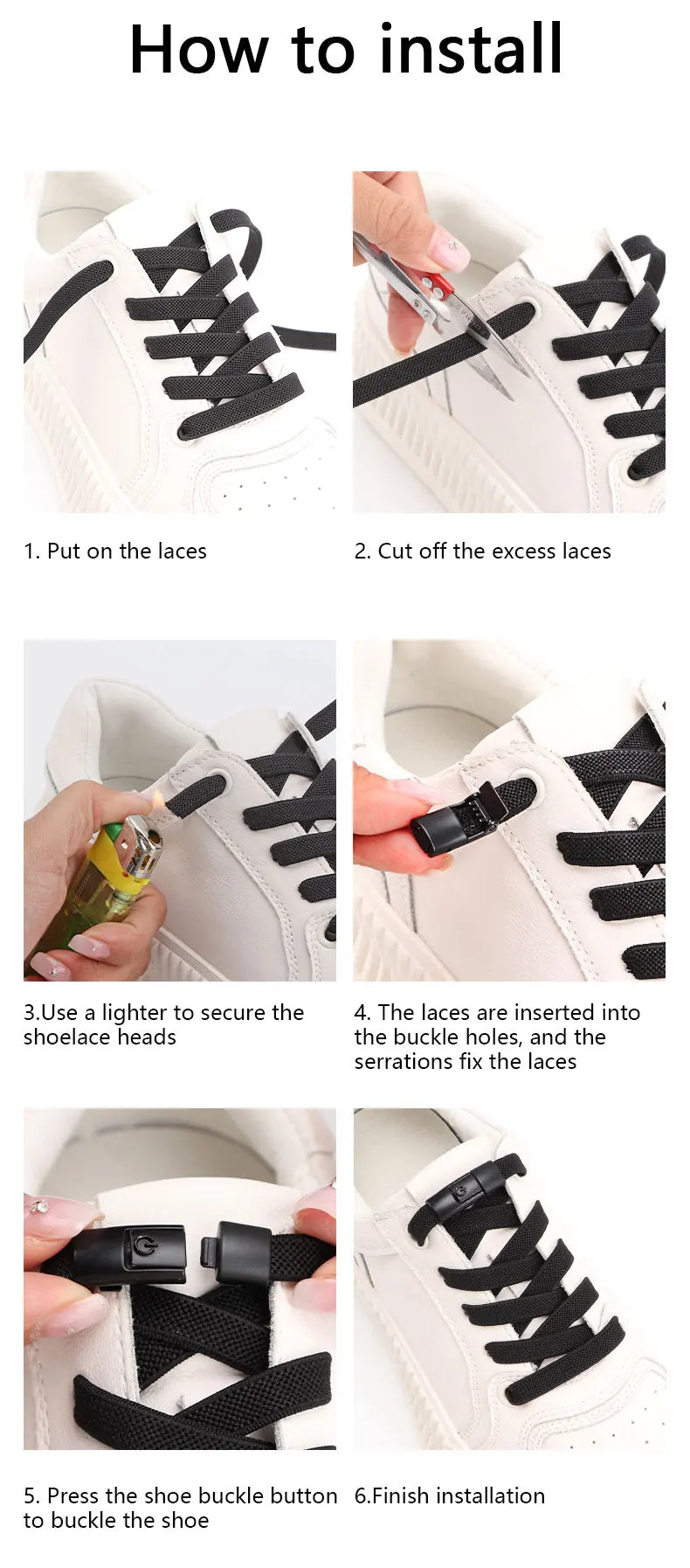 1Pair No Tie Shoe laces Press Lock Shoelaces without ties Elastic Laces Sneaker Kids Adult 8MM Widened Flat Shoelace for Shoes