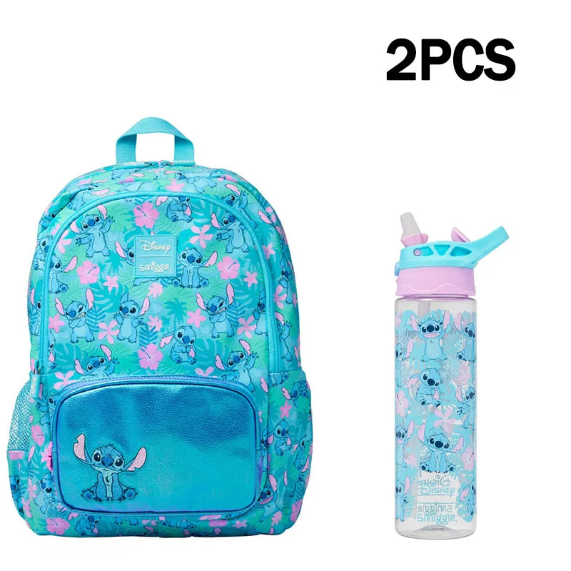 Disney Stitch Australian Smiggle Children'S Learning Stationery Backpack Lunch Bag Pencil Box Water Cup Anime Backpack Gift