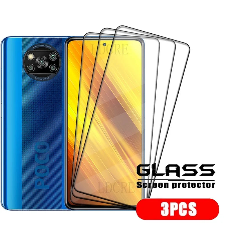 4Pcs For Poco X3 Pro Glass Poco X3 Pro Tempered Glass Full Cover Glue 9H HD for Screen Protector Xiaomi PocoX3 Poco X3 Pro Glass