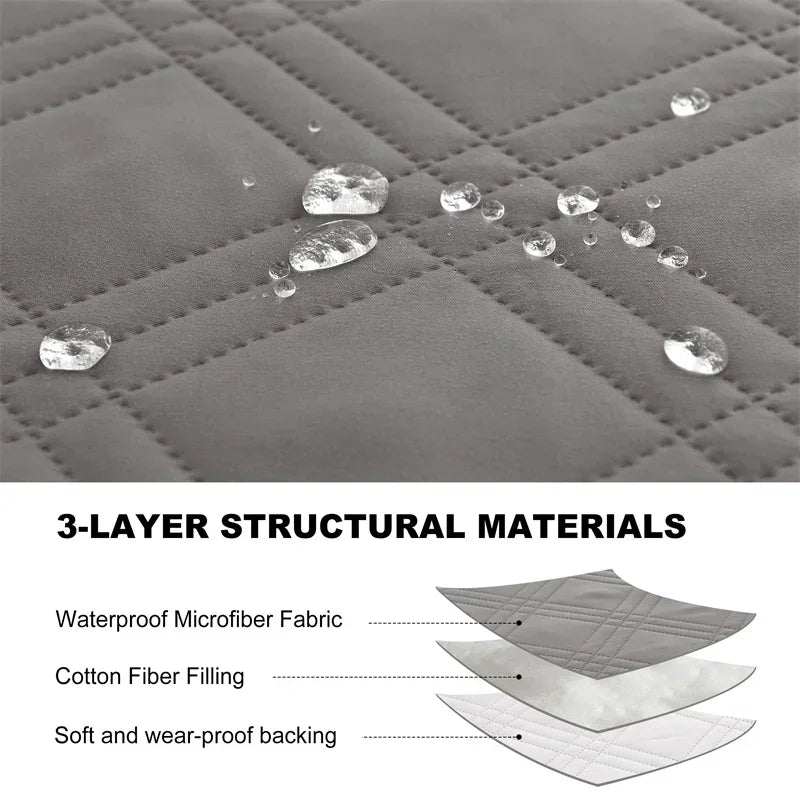 1seater Waterproof Recliner Cover Solid Color Quilted Armchair Slipcover Pet Kids Accent Couch Cushion Living Room Hotel Home