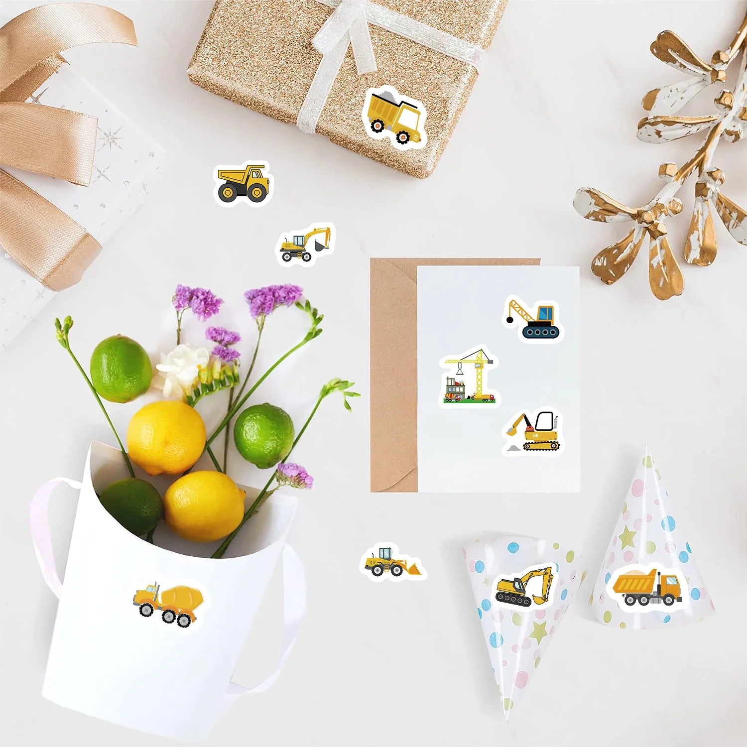 500PCs Construction Vehicle Sticker for Kids Reward Encourage Stickers Labels Phone Case Thank You Sticker Kids Toys Gifts