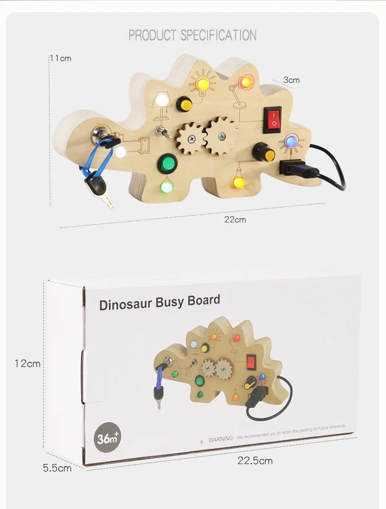 Factory Baby Products Hot Selling 2023 Wooden LED Light Switch Busy Board Games Montessori Educational Sensory Toys For Kids