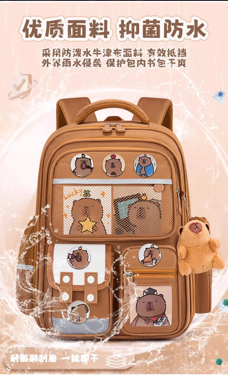 Capybara Children School Bags For Boys Girls Kids backpack Primary Orthopedic School Backpack Waterproof Schoolbag Book Bag