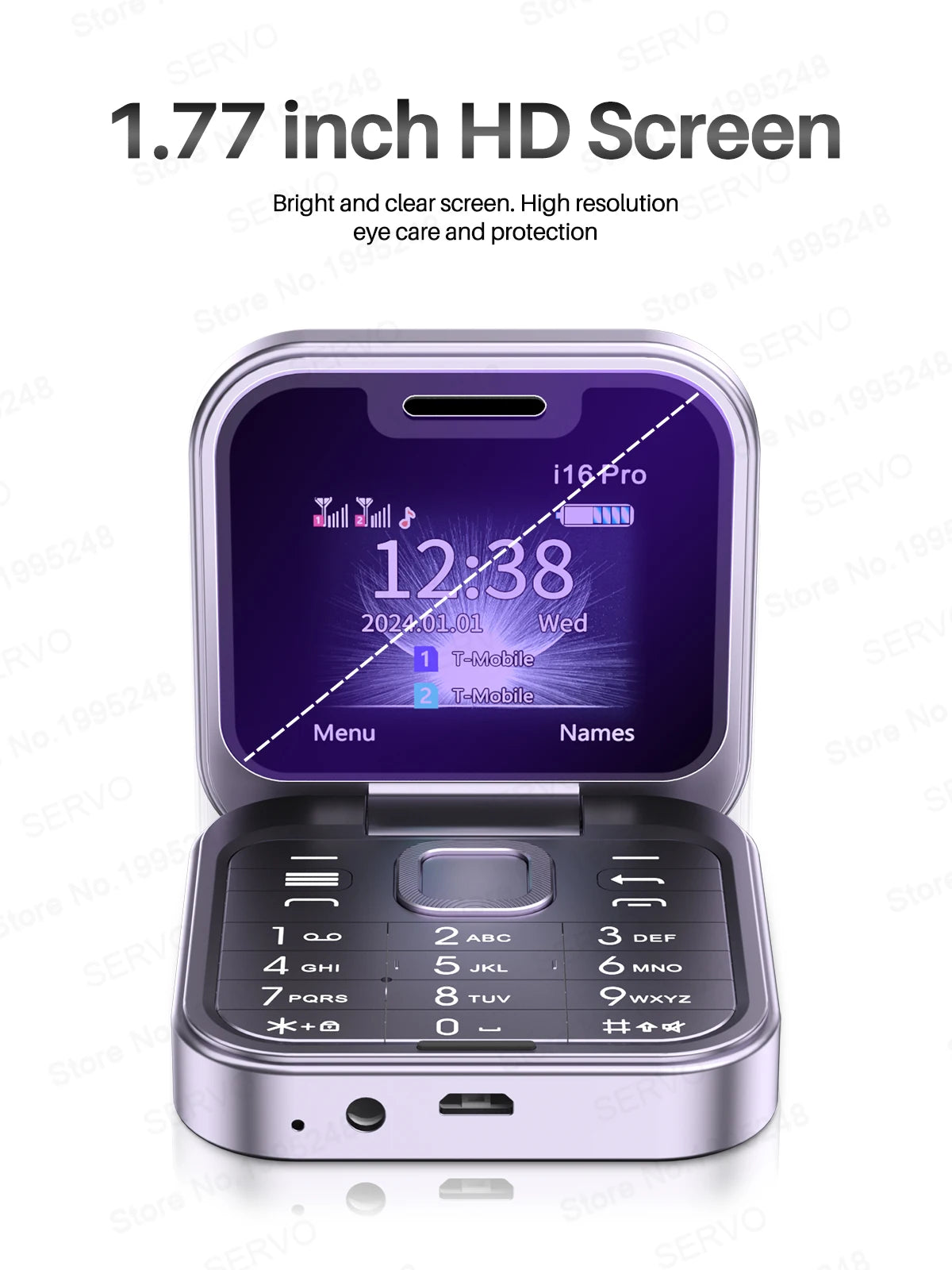 SERVO 2024 New Mini Flip Mobile Phone FM Radio Magic Voice Blacklist Speed Dial Vibration 2SIM Card Small Display Foldable Phone