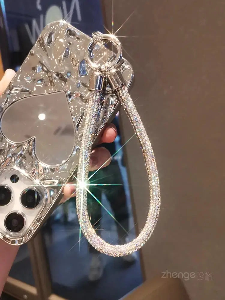 1pcs Short Full Diamond Mobile Phone Lanyard Women's Small Fragrant Wind Short Wrist Case Universal Anyard Metal Clip Lanyard DY